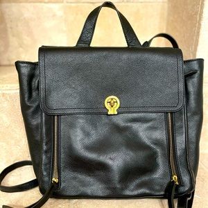 Black Learher Fossil Backpack